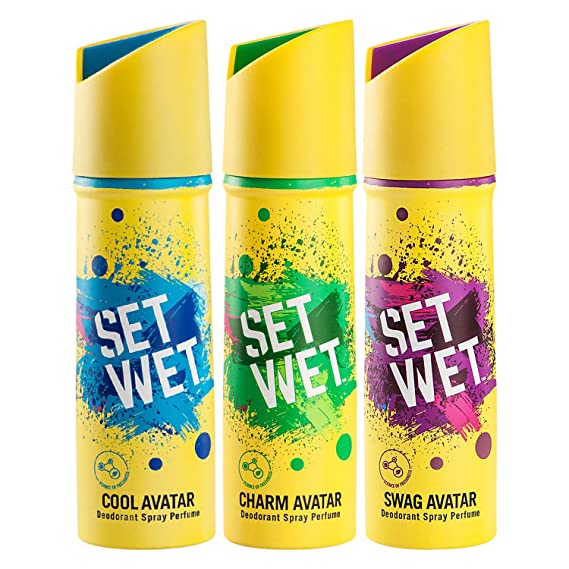 SET WET Deodorant Spray Perfume Cool, Charm & Swag Avatar for men, 150ml (Pack of 3)
