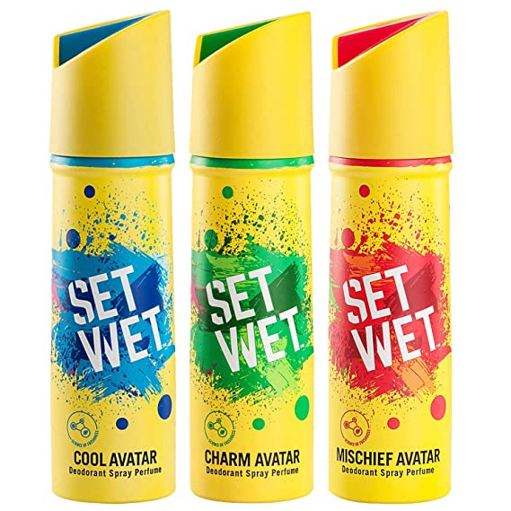 SET WET Deodorant Spray Perfume Cool, Charm & Mischief Avatar for men, 150ml (Pack of 3)