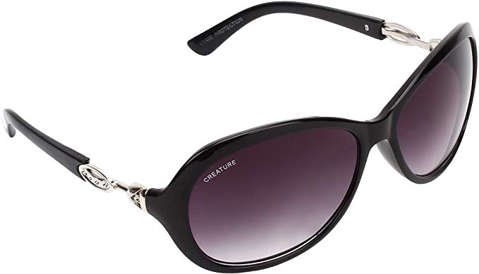 Creature Gaga Cat-Eye Oversized Sunglasses For Girls(Lens-Purple||Frame-Black||GAGA-007)