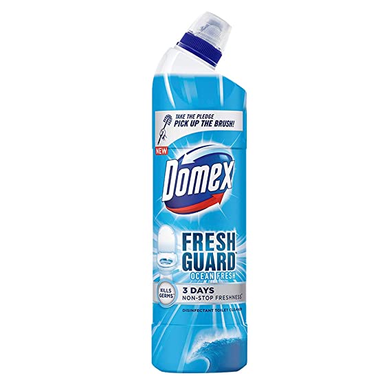 Domex Fresh Guard Ocean Fresh Disinfectant Liquid toilet Cleaner, Colour Changing Formula to Kill All Germs And Gives Long Lasting Freshness, 750 ml