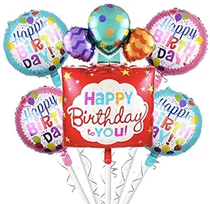 AMFIN® (Pack of 5) Happy Birthday Foil Balloon, Happy Birthday Decoration Combo/Happy Birthday Theme Party (Multicolor)
