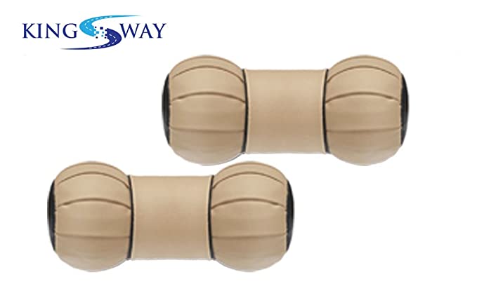 Kingsway Beige Dumbbell Shape Car Neck Rest Pillow for Honda Br-V (Set of 2)