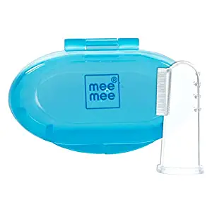 Mee Mee Multifunctional Finger toothbrush with Soft Bristles and Carry Case for Gentle Cleaning/Oral Hygiene of Gums/ Tounge designed for Kids & Infants.(Blue)
