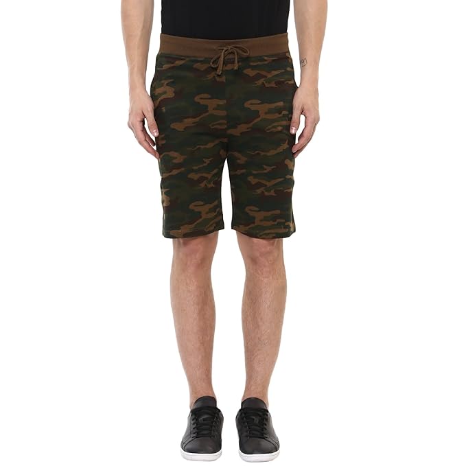 [Apply Coupon] - [Size: 28] - Urbano Fashion Men's Camouflage/Military Printed Olive Green Cotton Shorts