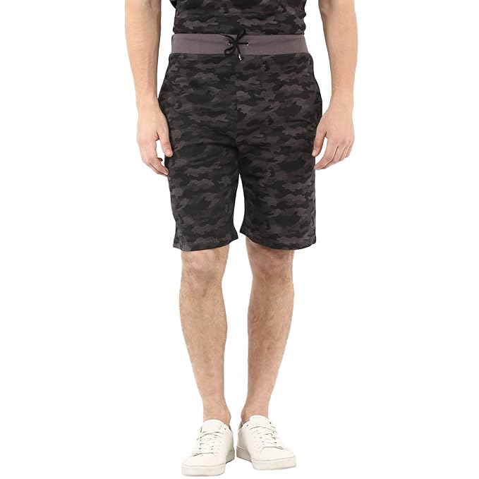 [Apply Coupon] - [Size: 32] - Urbano Fashion Men's Camouflage/Military Printed Grey Cotton Shorts