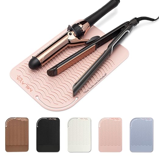 Professional Silicone Heat Resistant Styling Station Mat for All Hair Irons, Curling Iron, Straightener Pad, Iron Flat Hair, Waver, Hair Styling Tools Appliances Hair Dryer Salon Tools Rose Gold Blush