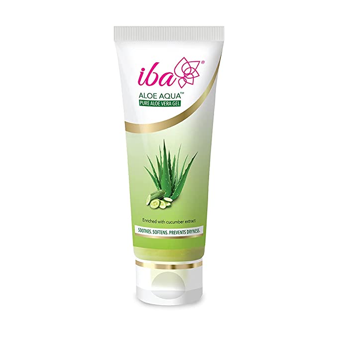 Iba Aloe Aqua Pure Aloe Vera Gel, 100g l Paraben Free l Soothing & Cooling l Use on Body, Face, Hair