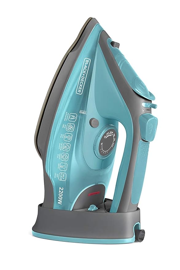 Black+Decker Cordless Steam Iron|350ml,2200W, 2-Yr Warranty|Iron for Clothes,Iron Box,Steam Press,Steam Iron Press with Anti-Drip & Auto Shut Off,Non-Stick Ceramic Sole, 30g/min Steam Output(Green)