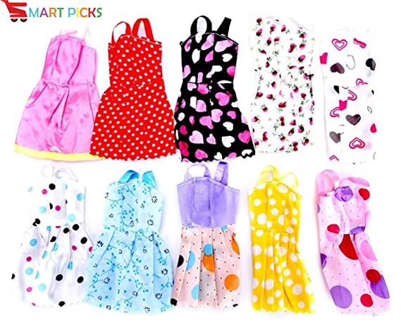 Smart Picks Handmade Party Dress Fashion Clothes for Doll Play House,Multi Color (10 Pieces)