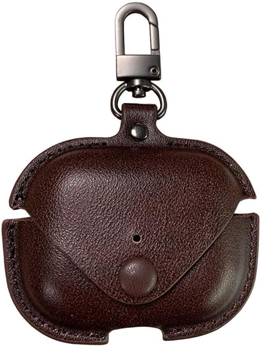 MStick AirPod Pro Case Leather Personalized Leather Protective Air-pod Pro Case Cover Shockproof with Loss Prevention Clip for Apple Air-Pods Pro Wireless Charging Case for airpods- Deep Brown