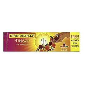Mangaldeep Treya 3in1 Agarbatti 72/84 Sticks, Free Matchbox Inside