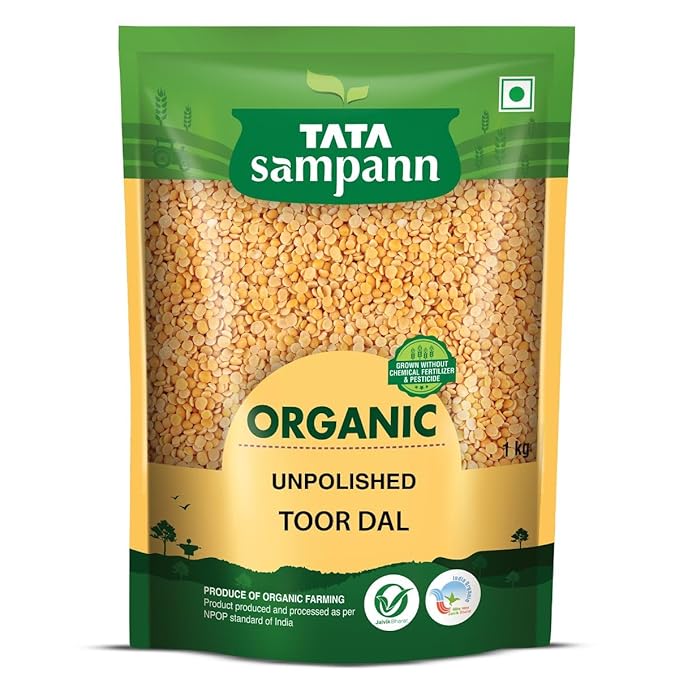Tata Sampann Organic Unpolished Toor Dal (Arhar Dal), 1 kg