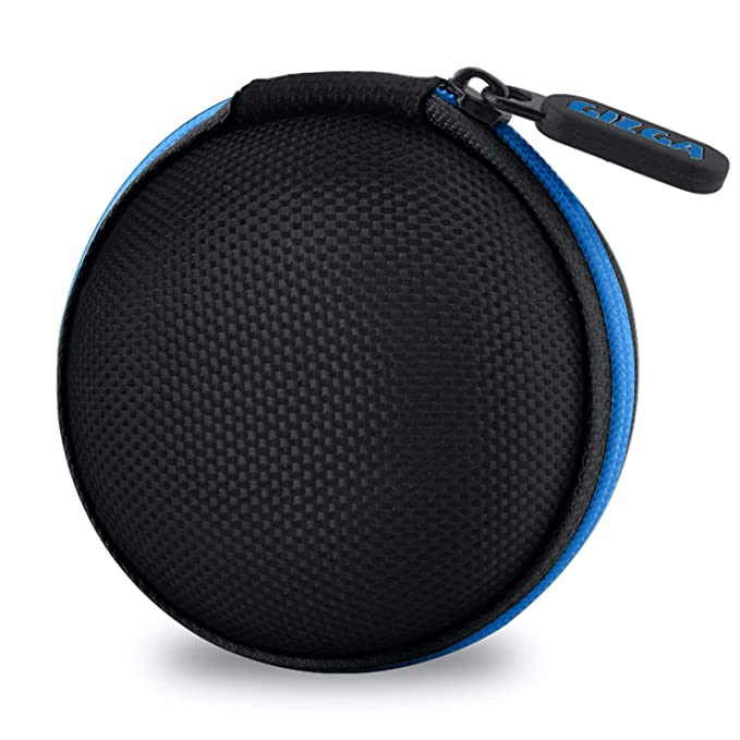 Gizga Essentials Earphone Carrying Case, Multi-Purpose Pocket Storage Travel Organizer for Earphones, Headset, Pen Drives, SD Cards, Shock-Proof Ballistic Nylon, Soft Fabric, Mesh Pocket, Blue