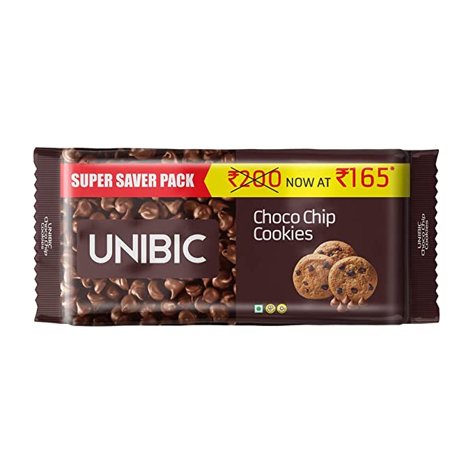 Unibic Choco Chip Cookies Super Saver Pack 500g, Delicious Crunchy Chocolate Cookies, Enriched with Choco Chips