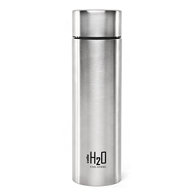 CELLO H2O Stainless Steel Water Bottle For Office & Daily Use 1000 ml, Silver | Single Wall Freezer & Fridge Safe, Lightweight & Stylish Leakproof Rustproof Steel Water Bottle For School, Gym & Travel
