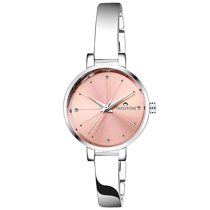 [Apply Coupon] - SWISSTONE Analog Women's Watch (Pink Dial Silver Colored Strap)