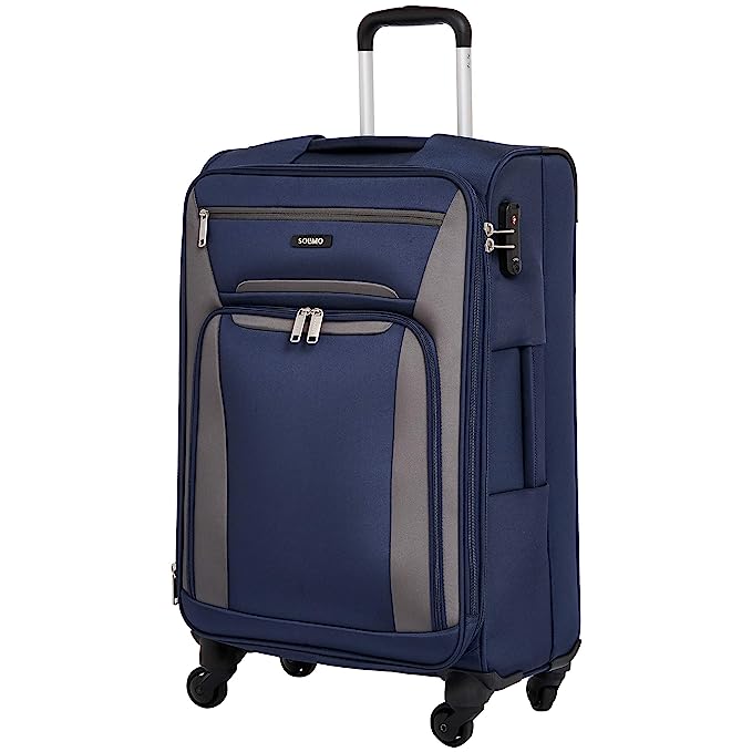 Amazon Brand - Solimo 68.5 cms Softsided Suitcase with Wheels and TSA Lock, Blue