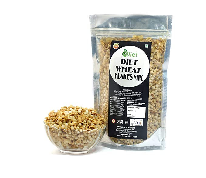 D4Diet Diet Wheat Flakes Mix -Namkeen/Diet Snacks/Healthy Snacks Pouch, 200 g