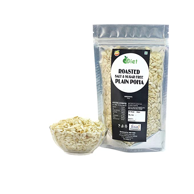 D4Diet Roasted Salt Free Poha-Namkeen/ Roasted Snacks/ Healthy Snacks Pouch, 200 g