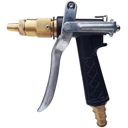 LAFILLETTE High Pressure Brass Hose Nozzle Adjustable Water Spray gun for car Motorbike And Vehicle Cleaning, Gardening, Washing (Black)