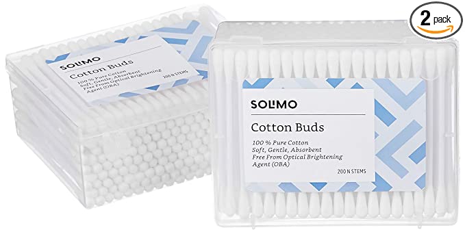 Amazon Brand - Solimo Cotton Buds - 200 Sticks (Pack of 2)