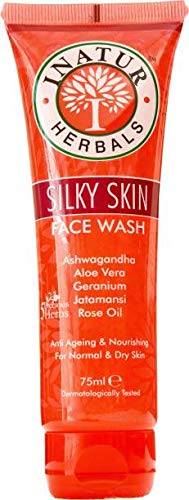 Inatur Silky Skin Face Wash (75ml), Hydrating And Mild Face Wash For Dry Skin, With Pure Rose Essential Oil, Aloe vera And Natural Gums, Sulphate Free