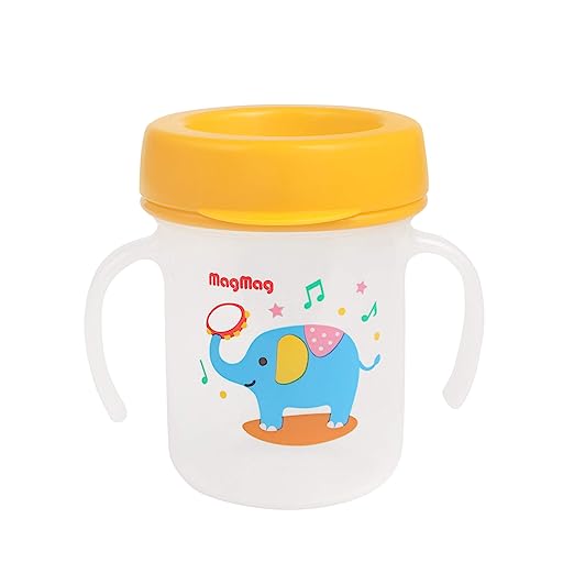 Pigeon MagMag Drinking Cup,BPA Free,BPS Free,For 8+ Month Babies,Leak Proof,Spill Proof,Designed to Train to Drink,White and Organe,180 ml