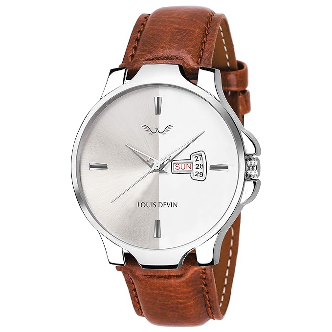 [Apply Coupon] - LOUIS DEVIN WT030 Leather Strap Analog Wrist Watch for Men