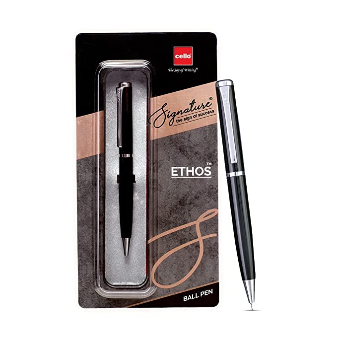 Cello Signature Ethos Ball Pen | Blue Ball Pen | Pack of 1 | Best Ball Pens for Smooth Writing | Pens for gifts| Premium Ball Pens | Pen For Office Use | Cello Signature Pens