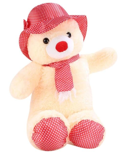 Tickles Beige Cap Teddy Soft Stuffed Plush Animal for Kids (Color: Beige Size:30 cm)
