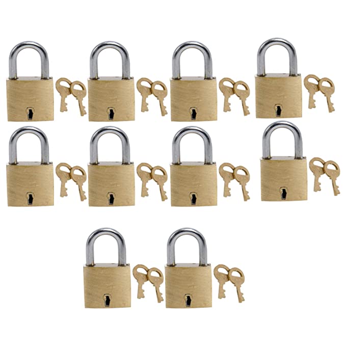 Harrison Brass 3 Levers Padlock with 2 Keys - A-1-0001 (Pack of 10) Brass Finish
