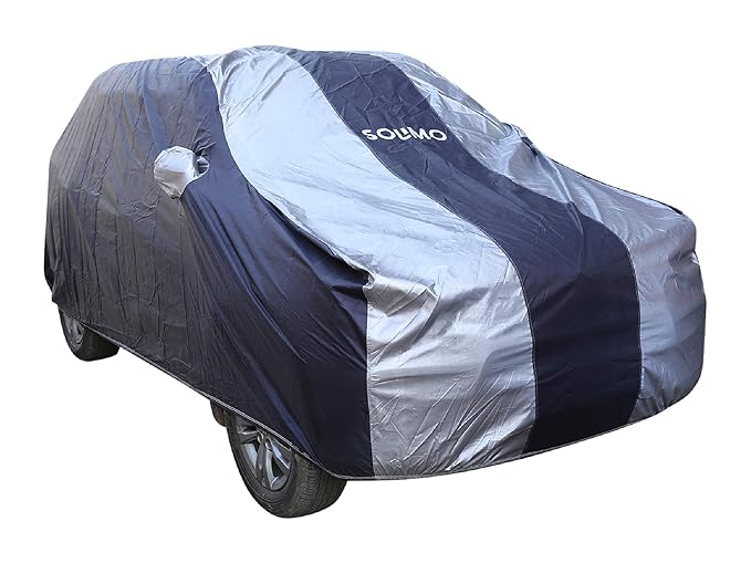 Amazon Brand - Solimo Maruti Vitara Brezza Uv Protection & Dustproof Car Cover (Dark Blue & Silver), for Car