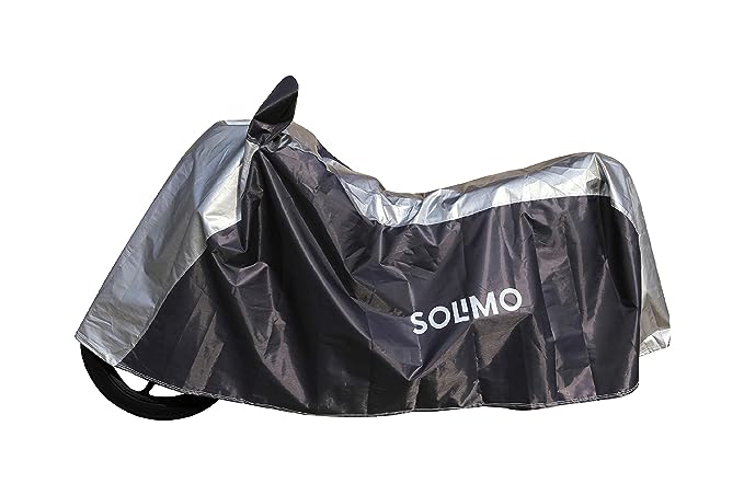 Amazon Brand - Solimo Universal Bike Water Resistant Bike Cover (Dark Blue & Silver) | For bike