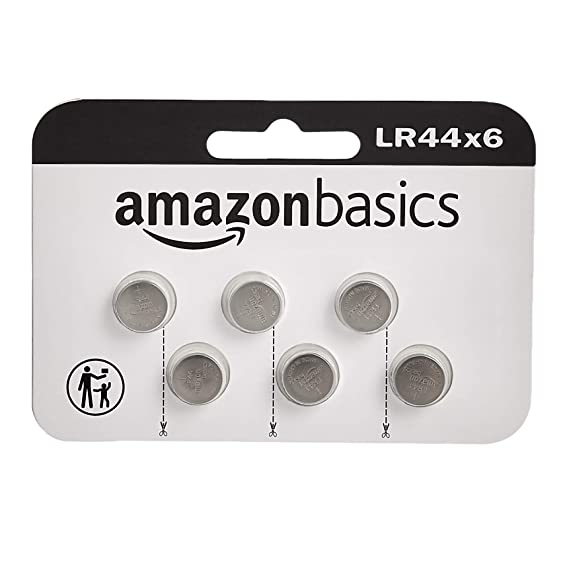 AmazonBasics LR44 Alkaline Button Coin Cell Batteries, Pack of 6