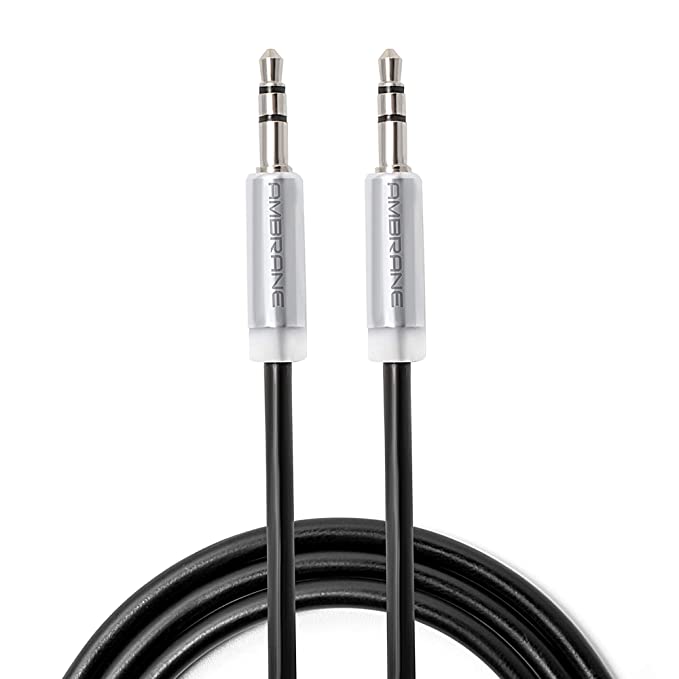 Ambrane Unbreakable 3.5mm Male to Male AUX Stereo Audio Cable, 1.5 Meter (5 Feets) - (AUX-11, Black)