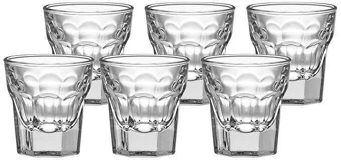 Amazon Brand - Solimo Alissa Shot Glass Set, 30ml, Set of 6, Transparent