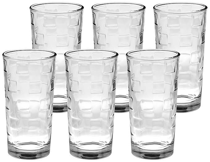 Amazon Brand - Solimo Eden Juice Glass Set, 260ml, Set of 6, Transparent