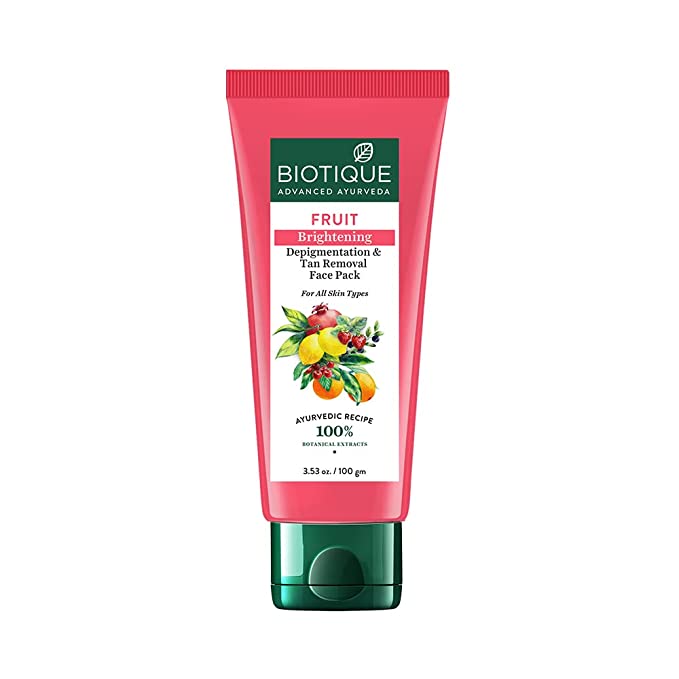 Biotique Fruit Brightening Depigmentation & Tan Removal Face Pack For All Skin Types, 100ml