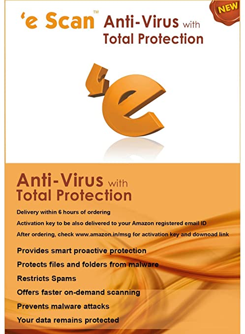 eScan Antivirus with Total Protection Version 11 - 1 PC, 1 Year (Email Delivery in 2 Hours - No CD)