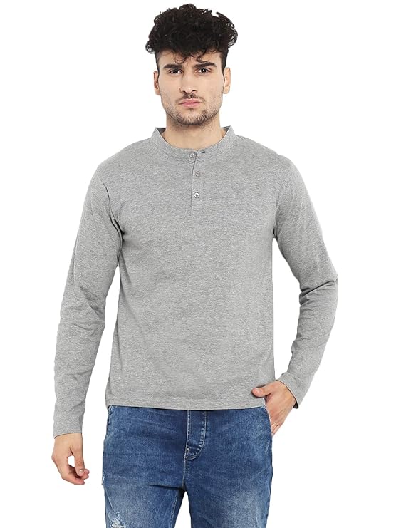 Ap'pulse Men's Long Sleeve Mandarid Collar Tshirt