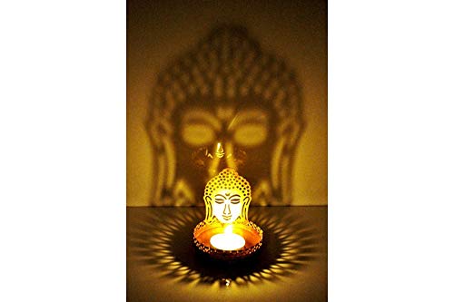 Heaven Decor Metal Buddha Shadow Tealight Candle Holder