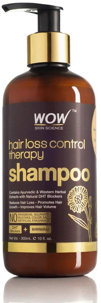WOW Skin Science Hair Loss Control Therapy Shampoo - Increase Thick & Healthy Hair Growth - Contains Ayuvedic & Western Herbal Extracts with Natural DHT Blockers - For All Hair Types - 300 mL