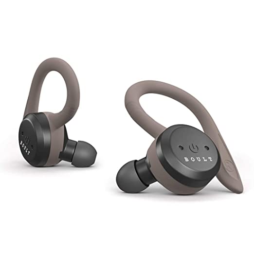 Boult Audio AirBass Tru5ive True Wireless in-Ear Earphones with mic & Charging Case, Latest Bluetooth 5.0 Headphone, Auto Pairing & Dual Connectivity Headset with 3 Color Earloops (Gray,Green,Pink)