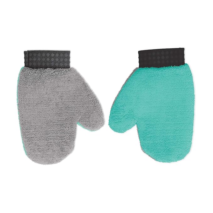 Spotzero By Milton Rubber Boon Microfiber Gloves (Aqua Green & Grey), Pack of 1