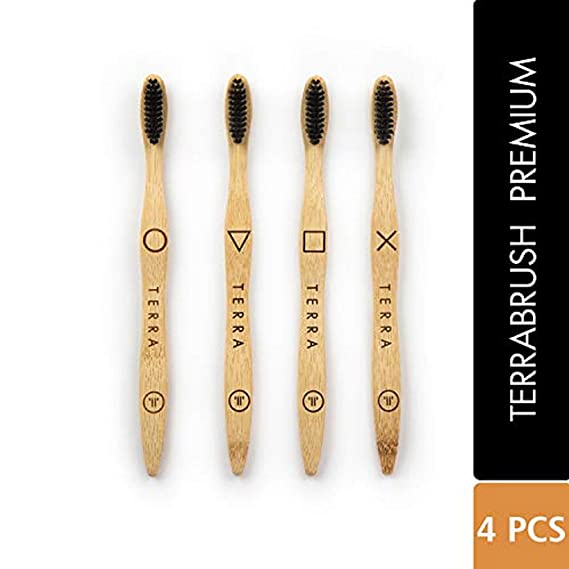 Terrabrush Adult Bamboo Toothbrushes Pack of Four Soft