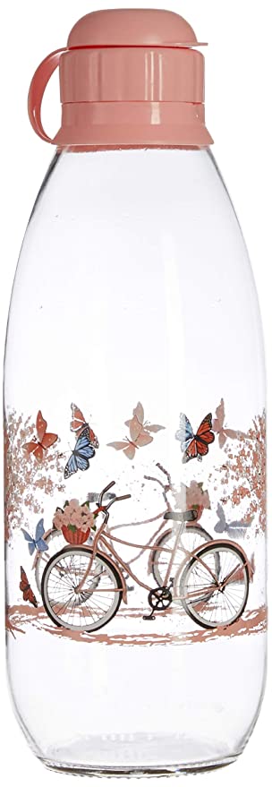 Signoraware Bicycle Glass Water Bottle, (1 L, Multicolor)