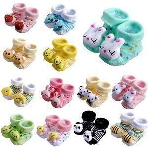 ShopCash Cute Cartoon Face Fancy Booties Socks (Assorted, 0-6 Months) for Babies (Multicolor, Packs of 2)