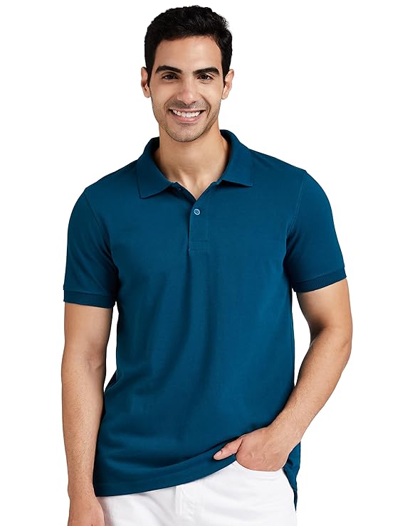 [Size: M] - Amazon Brand - Symbol Men's Cotton Rich Solid Polo Tshirt | Collar Tshirts | Half Sleeves | Plain-Regular Fit (Available in Plus Sizes)