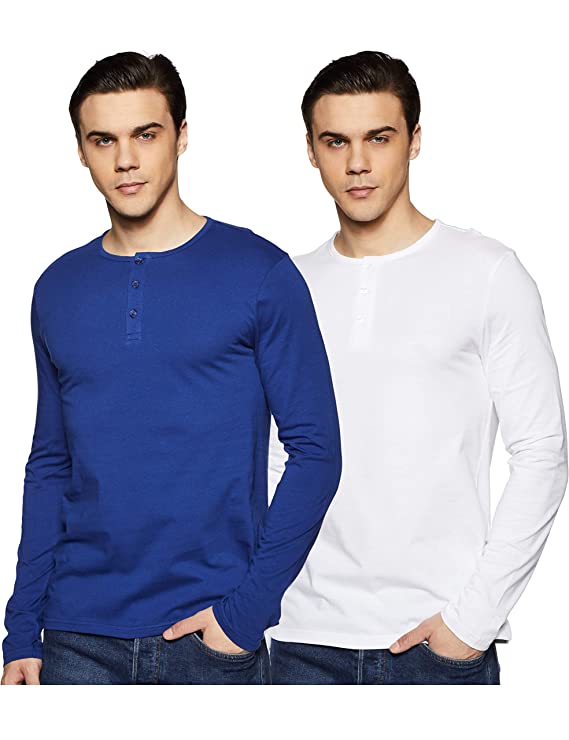 Amazon Brand - Symbol Men's Solid Regular Fit Full Sleeve T-Shirt (Combo Pack of 2)