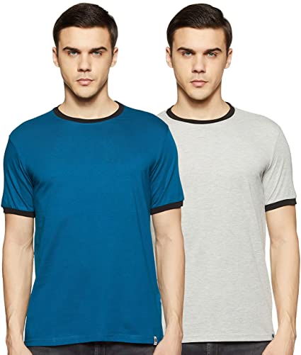 Amazon Brand - Symbol Men's Solid Regular Fit Half Sleeve Cotton T-Shirt (Combo Pack of 2)